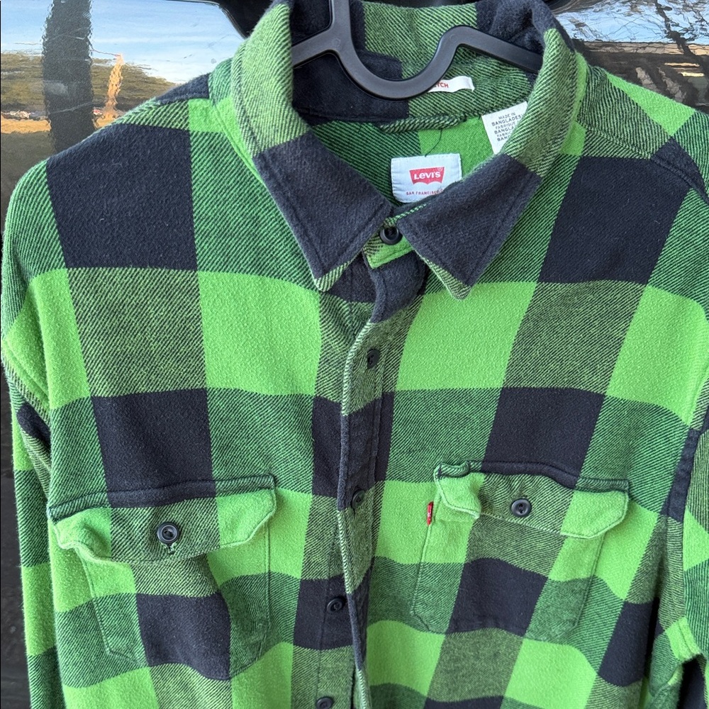 Levi's Bold Green and Black Checkered Shirt